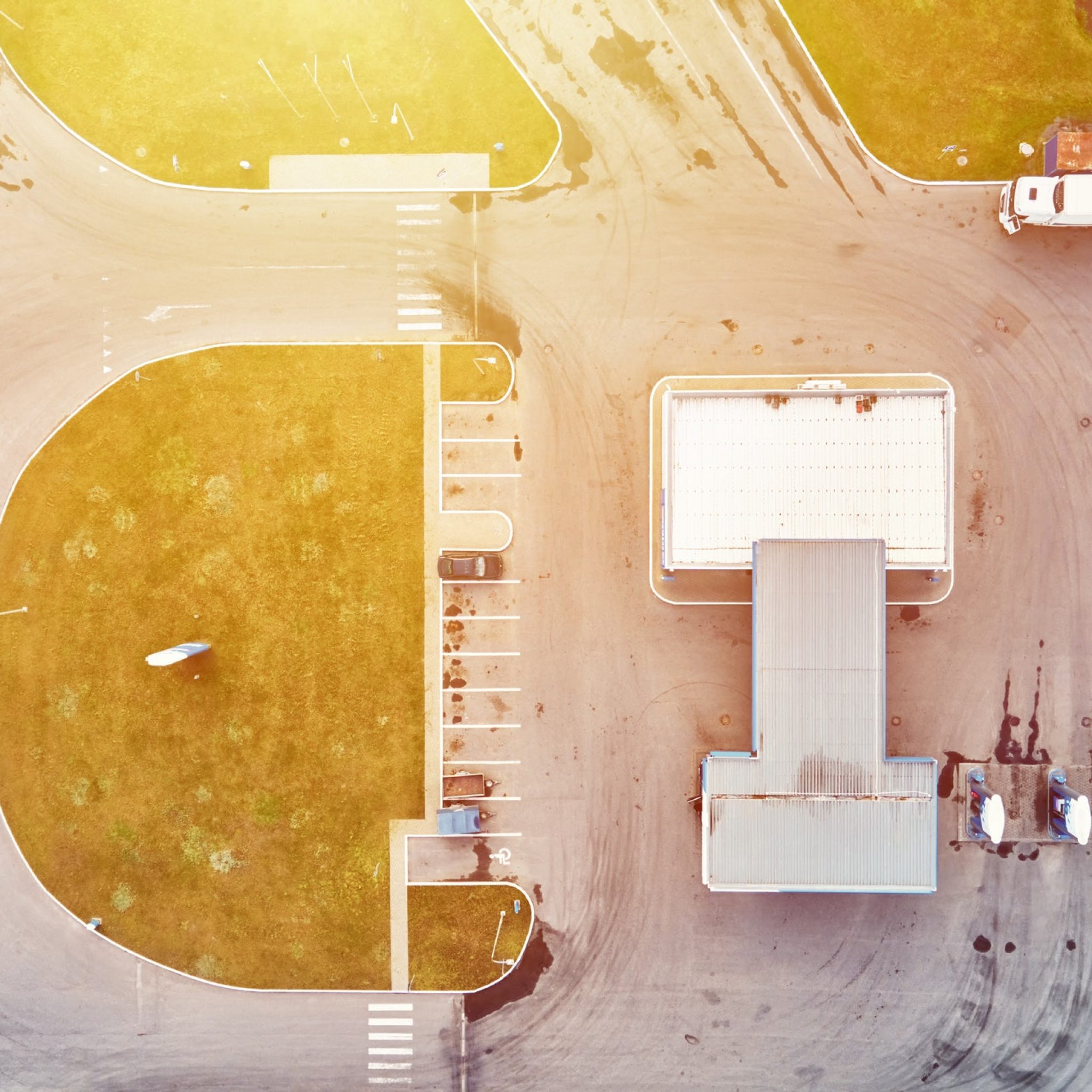 Aerial view of gas station
